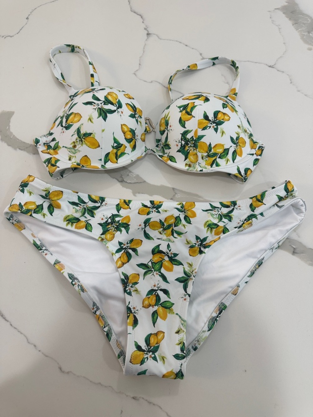 Victoria's Secret Girls Lemon-Print Bikini - White, Yellow, Green